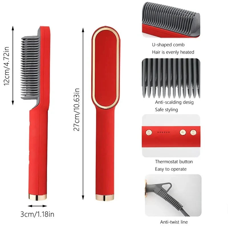 Negative Ion Hair Straightener Hot Comb Curling Iron Multi-speed Electric Straightening Comb Curling Iron Hair Styling Tools