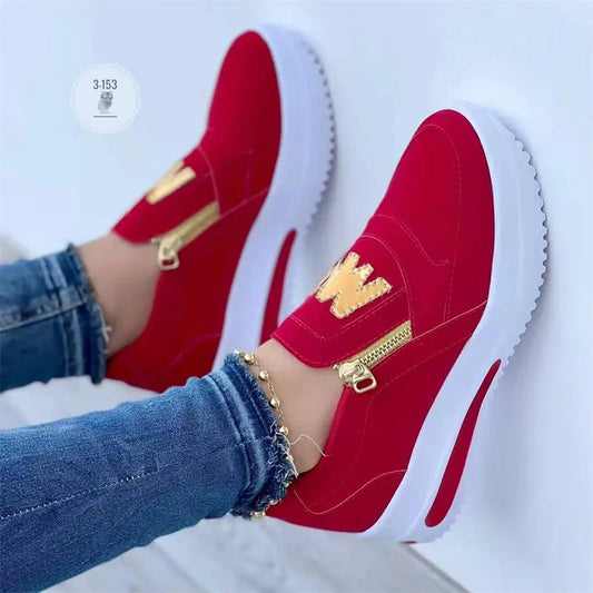 Women's Casual Sneakers, M Print, Side Zipper, Platform, Plus Size, Vulcanized, Zapatillas Mujer, Sapato Plataforma Feminino