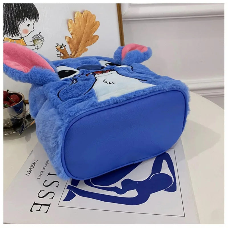 Disney Stitch Plush Backpack - Cartoon Fashion 3D Mini Women's Backpack - Large Capacity Cute Children's Schoolbag - High Quality