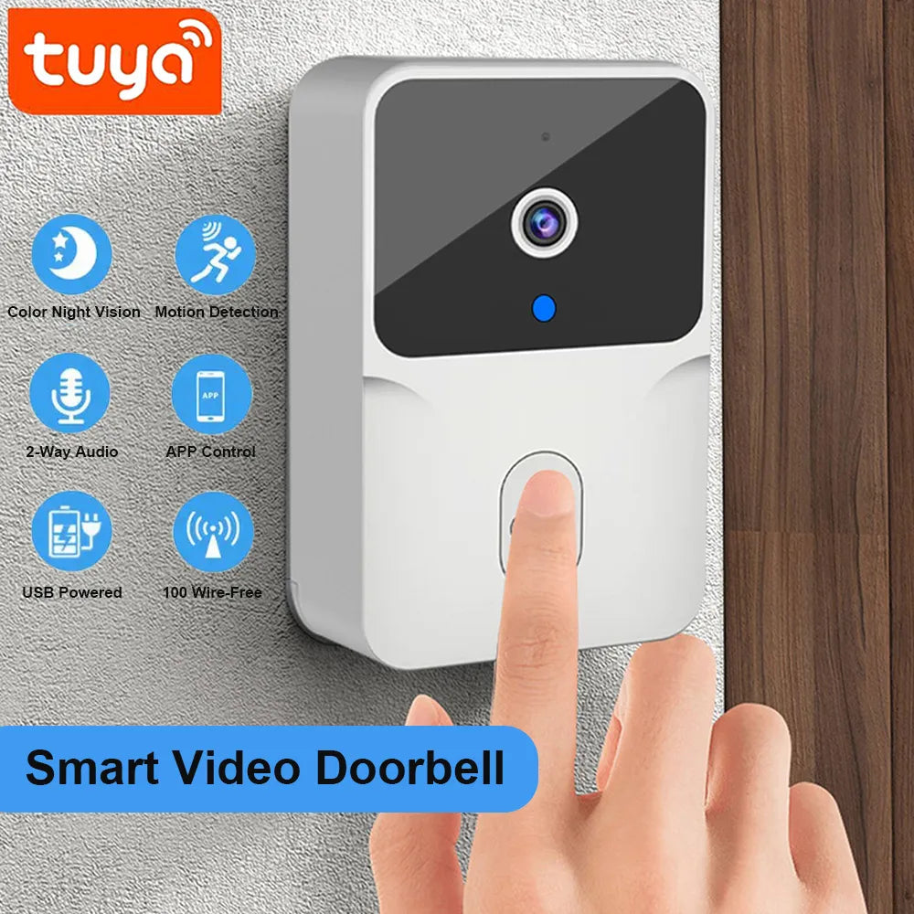 Tuya WiFi Video Doorbell Wireless HD Camera PIR Motion Detection IR Alarm Security Smart Home Door Bell WiFi Intercom for Home