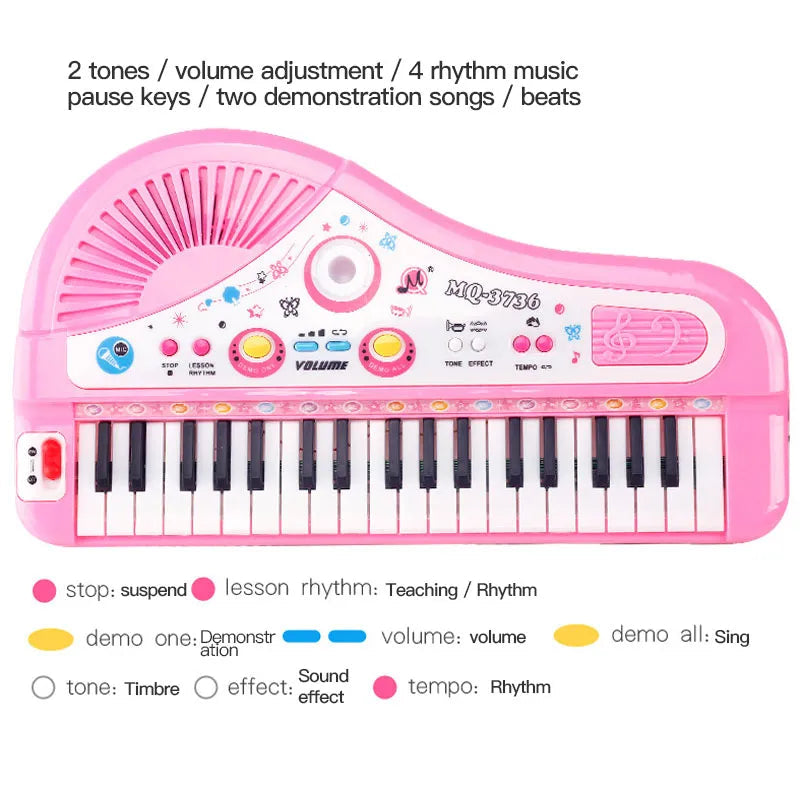 37 Key Electronic Keyboard Piano for Kids with Microphone Musical Instrument Toys Educational Toy Gift for Children Girl Boy