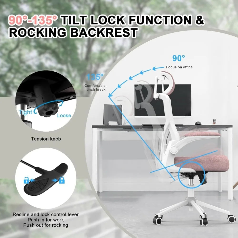 Ergonomic Office Chair High Back Mesh Desk Chair With Thick Molded Foam Cushion Coat Hanger Adjustable Headrest Armchair