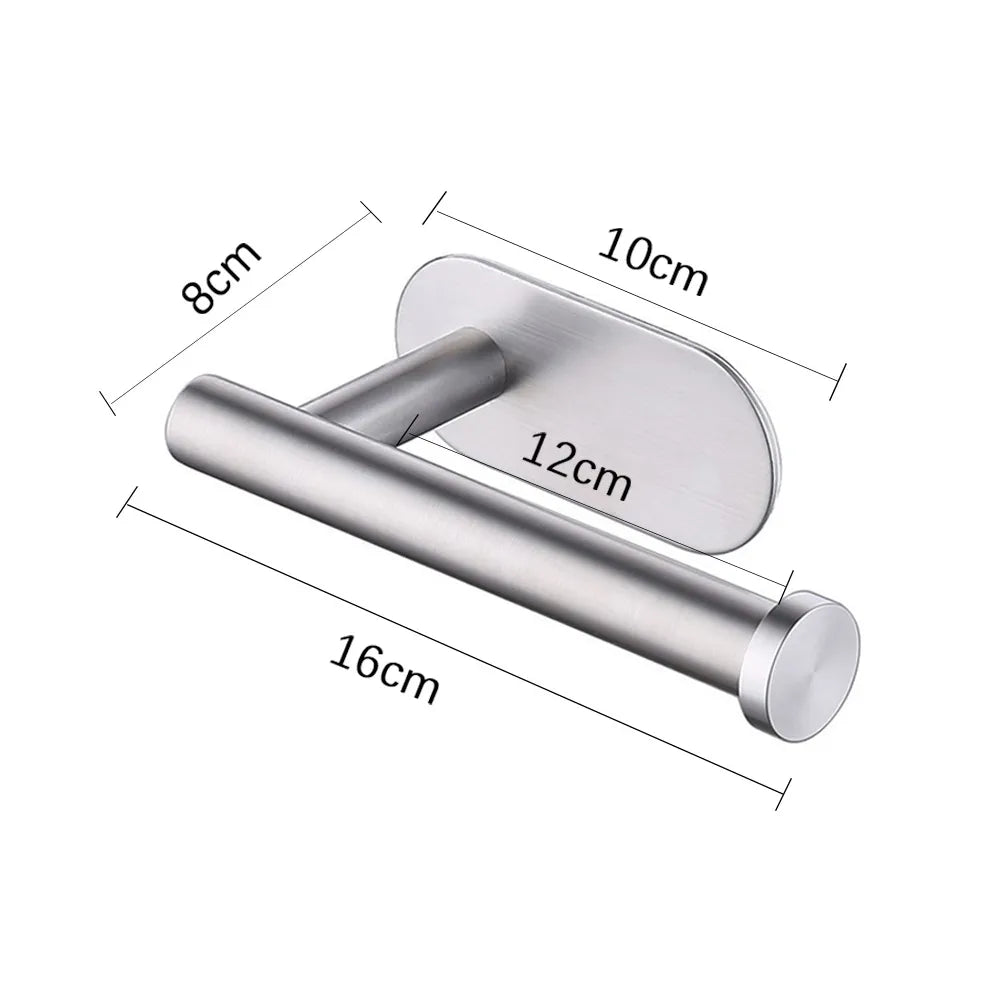 Self-Adhesive Stainless Steel Toilet Paper Holder, Wall Mount, No Punching, for Bathroom/Kitchen