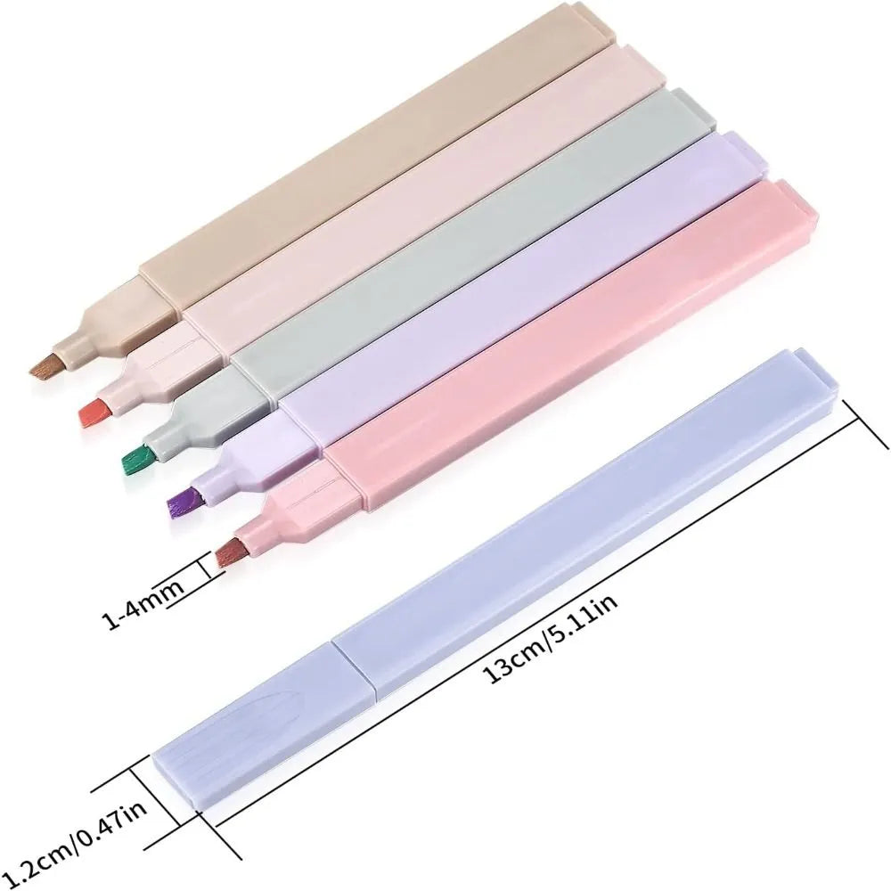 6Pcs Pastel Highlighters, Art Drawing Markers, Fluorescent, Colorful, for Students and Office Use