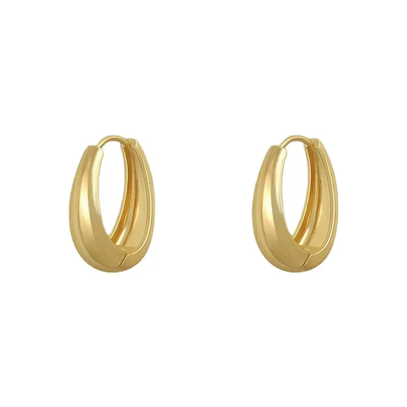 2024 New Classic Copper Alloy Smooth Metal Hoop Earrings For Woman Fashion Korean Jewelry Temperament Girl's Daily Wear earrings