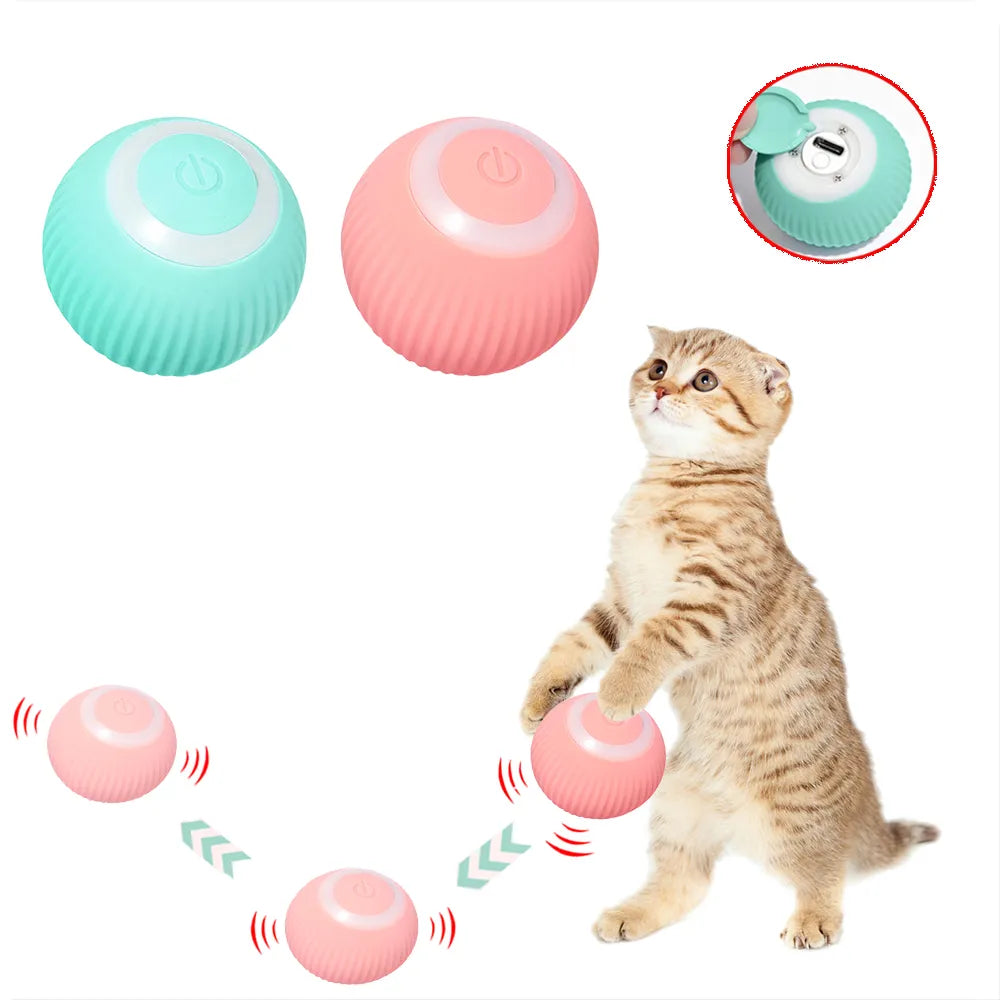 Interactive Cat Toys Ball, Automatic 360° Self-Rotating Rolling Ball USB Accessories Cats Pet Exercise Chase Toy Ball for Kitten