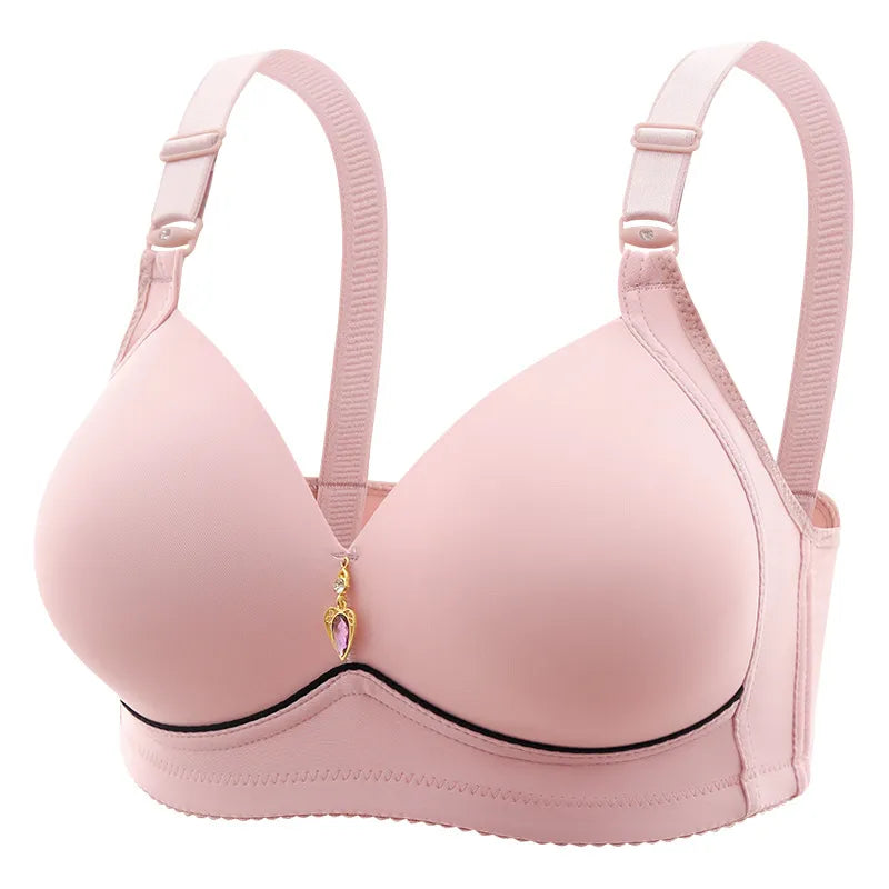 Non-magnetic, Thin Cup, Glossy, Large Size, No Underwire, Comfortable, Breathable, Gathered Women's Bra