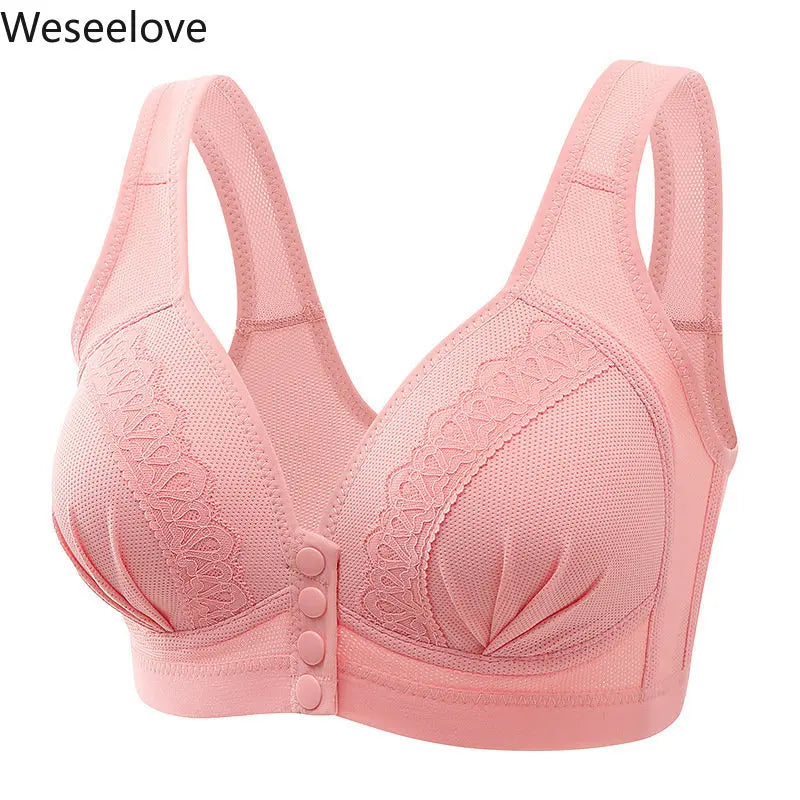 Front Closure Bra for Women - Wireless, Push Up, Plus Size, No Steel Ring