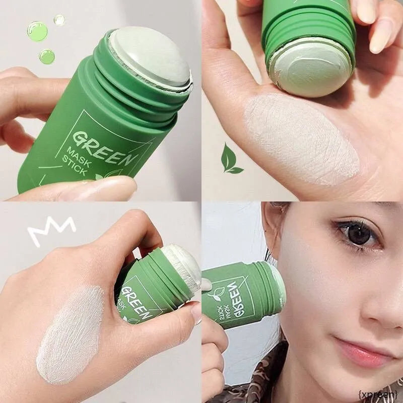 Green Tea Mask Stick Remove Blackheads Acne Deep Cleansing Purifying Clay Mask Oil Control Solid Mask Moisturizing Skin Care