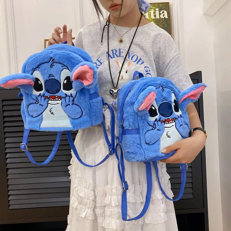 Disney Stitch Plush Backpack - Cartoon Fashion 3D Mini Women's Backpack - Large Capacity Cute Children's Schoolbag - High Quality