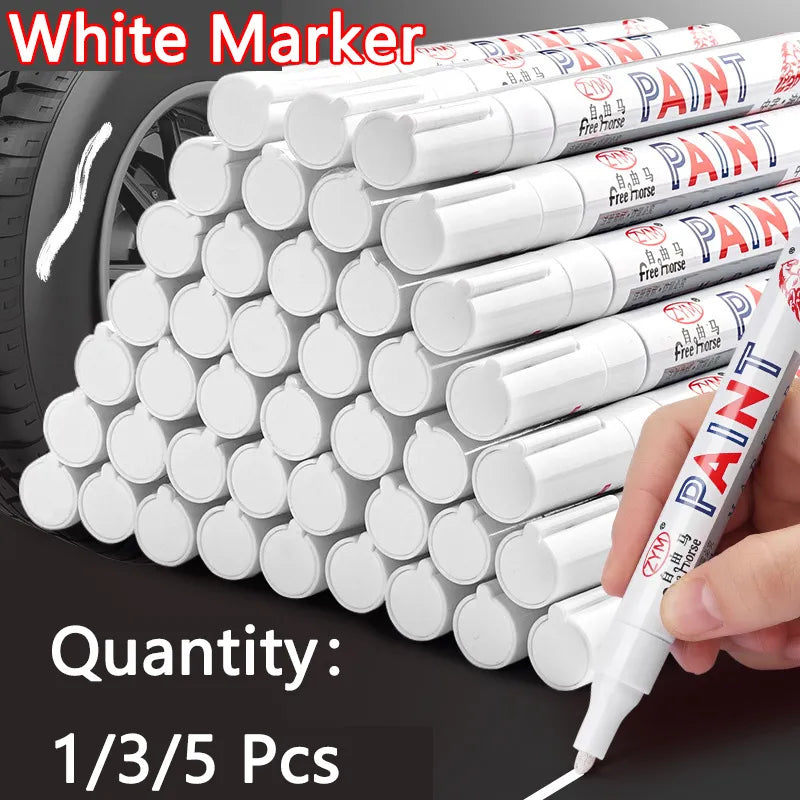 White Marker Pen Set, 2.0mm, Oily, Waterproof, White Gel, for DIY Graffiti, Sketching, Stationery, School Writing, Brush Tip.