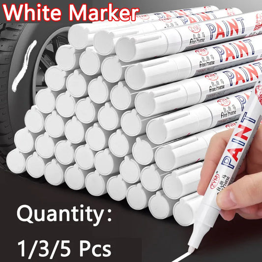 White Marker Pen Set, 2.0mm, Oily, Waterproof, White Gel, for DIY Graffiti, Sketching, Stationery, School Writing, Brush Tip.