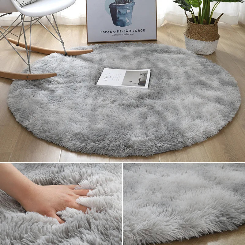 Soft Plush Round White Rug for Living Room, Bedroom, Kid's Room, and Salon Decor