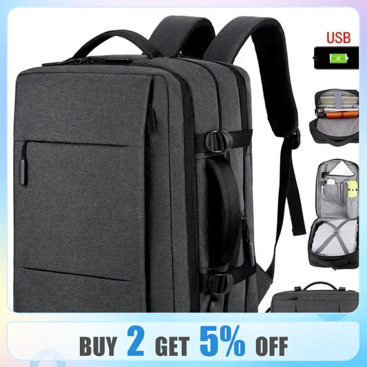 Classic Travel Backpack for Men - Business, School, Expandable, USB Charging, Large Capacity, Laptop Waterproof, Fashion Backpack