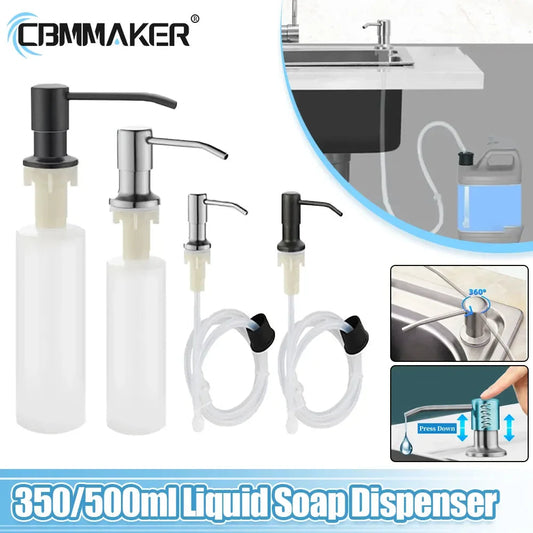 Kitchen Sink Liquid Soap Dispenser Pump Stainless Steel 500ML Liquid Soap Bottle Sink Mount Hand Pressure Soap Dispenser Bottle