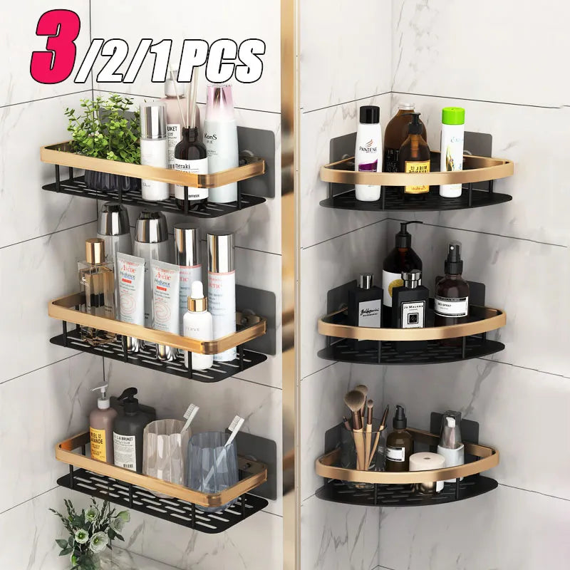 1-3PCS Bathroom Corner Shelf - Wall Mounted Nail-Free Shower Organizer