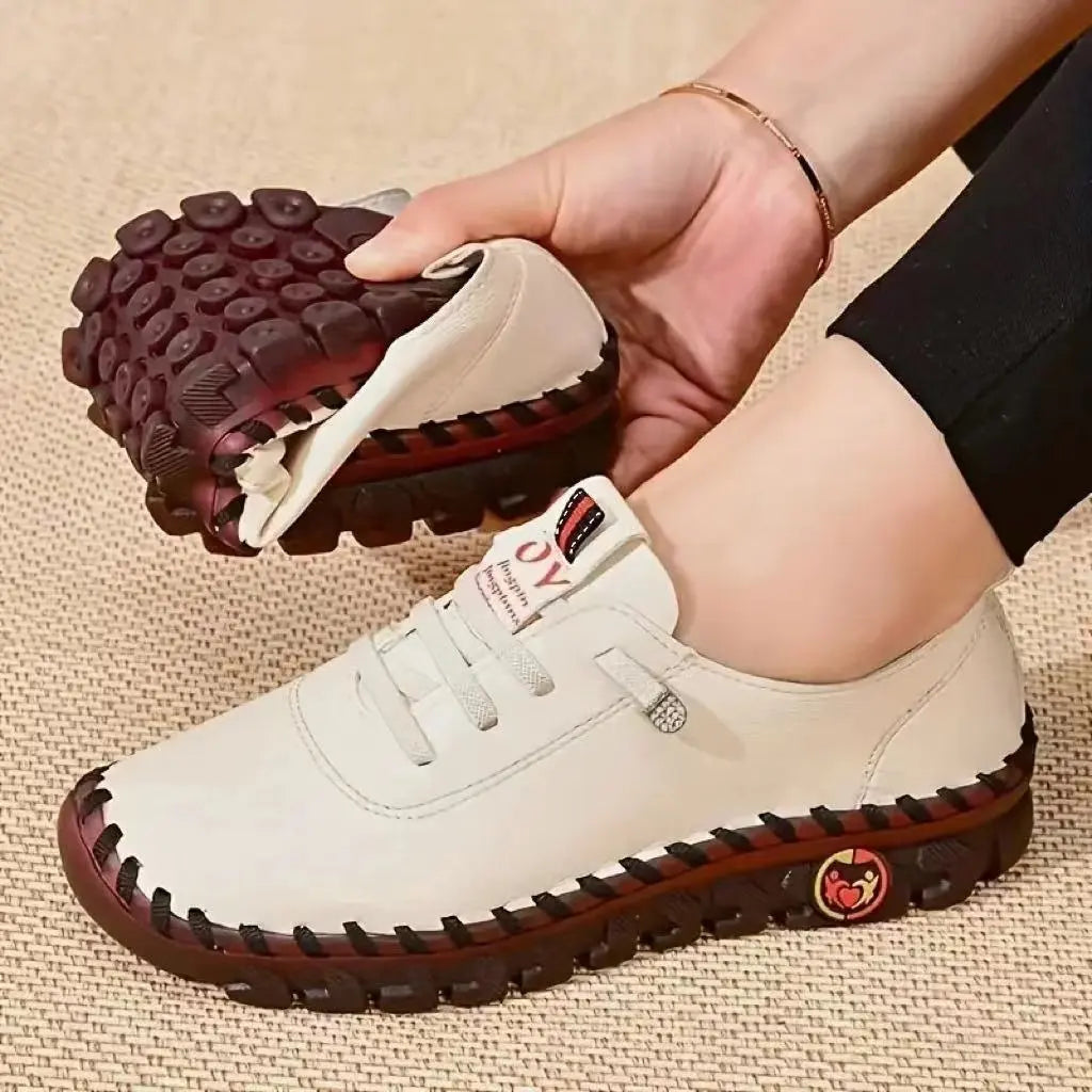 Women's Vulcanized PU Leather Casual Comfortable Flat Shoes