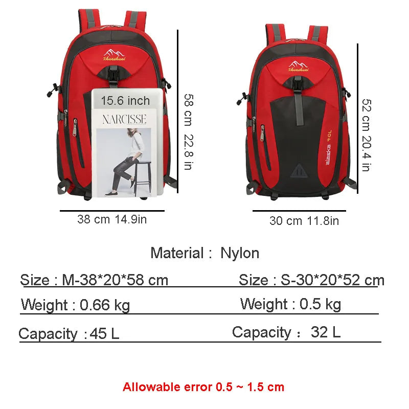 New Waterproof Nylon Men's Backpack for Casual Outdoor Travel - Ladies Hiking, Camping, Mountaineering Bag - Youth Sports Bags