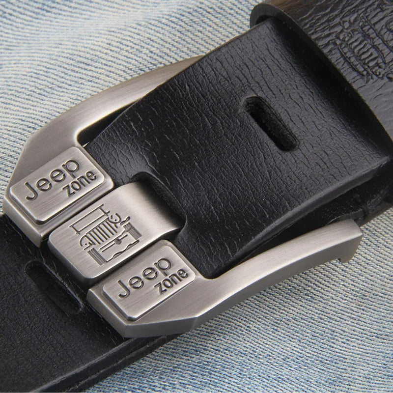 High-Quality Genuine Leather Men's Belt with Metal Pin Buckle - Elevate Your Style with a Famous Brand Designer Waist Strap Belt for Jeans.