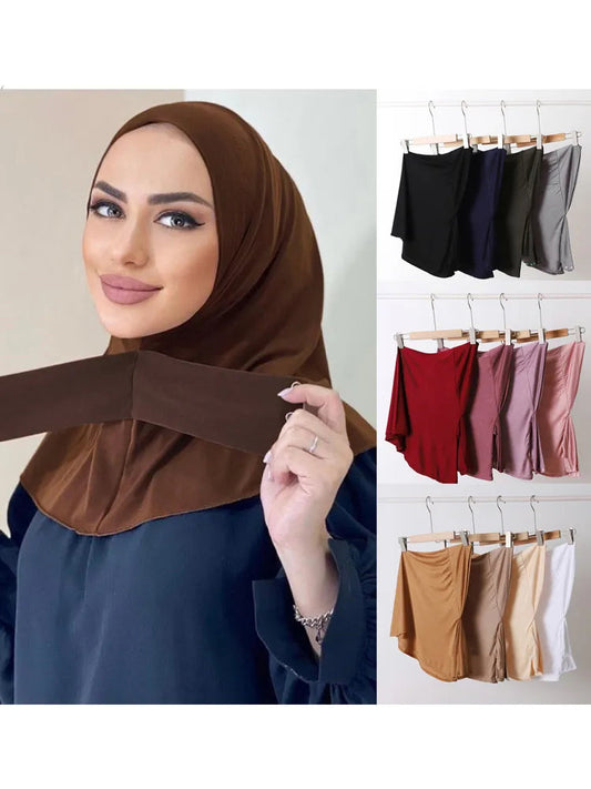 Classical Women's Snap Fastener Hijabs - Full Cover Head Wraps, Turban Caps for Women