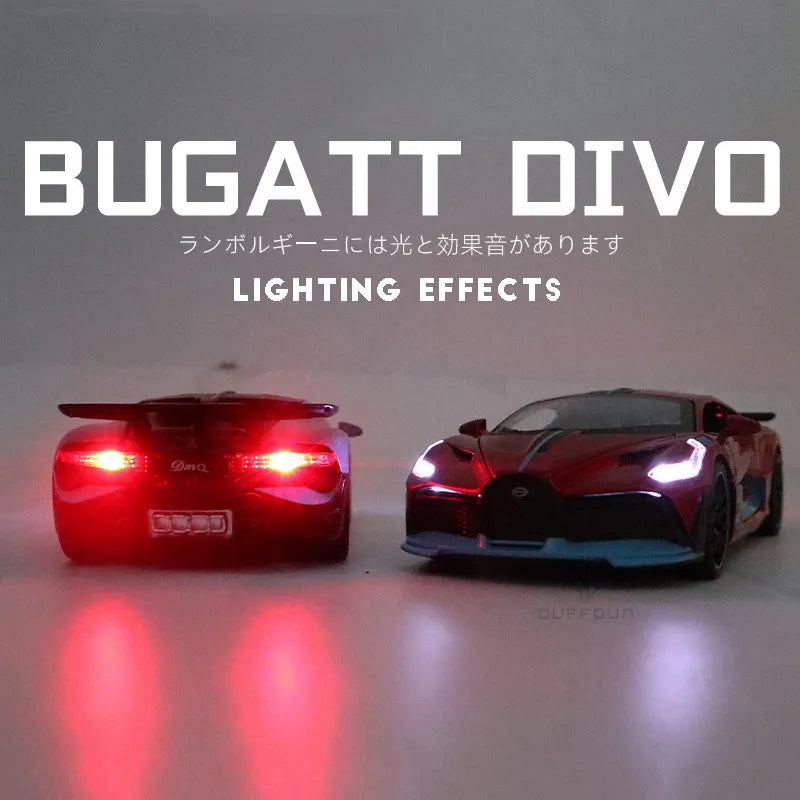 1/32 Alloy Diecast Metal Bugatti Divo Model Toy Car with Lights, for Boys and Kids, All time Gift