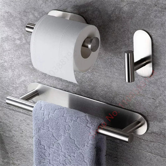 Adhesive Toilet Paper Holder, Wall Mount, for Bathroom/Kitchen, Silver/Gold/Black, Towel Storage Stand, Stainless Steel Tissue Rack.