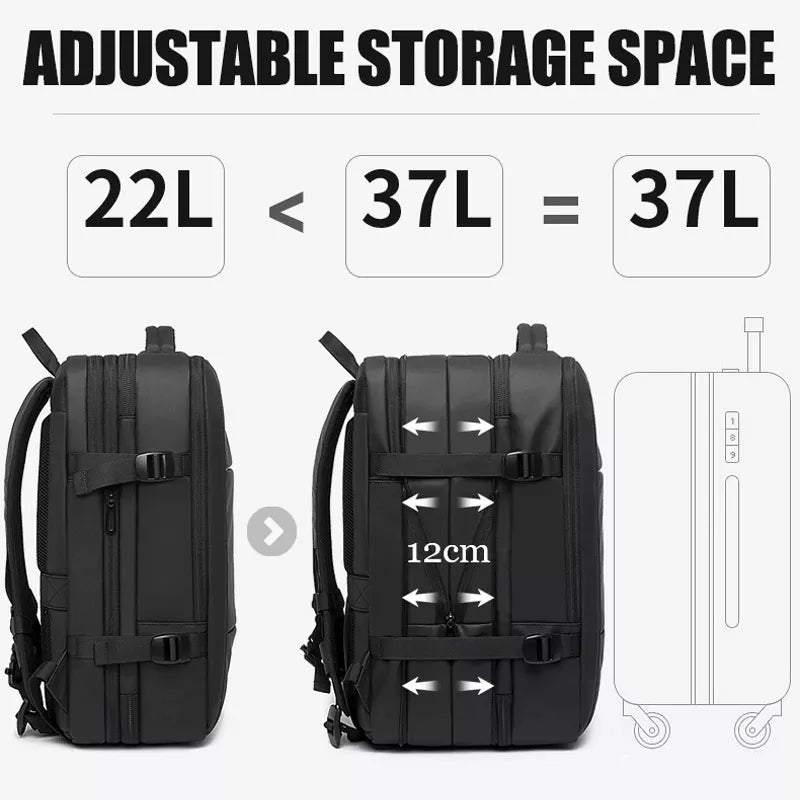 BANGE Travel Backpack - Men's Business and School Expandable USB Bag - Large 17.3" Laptop Capacity - Waterproof and Fashionable Backpack"