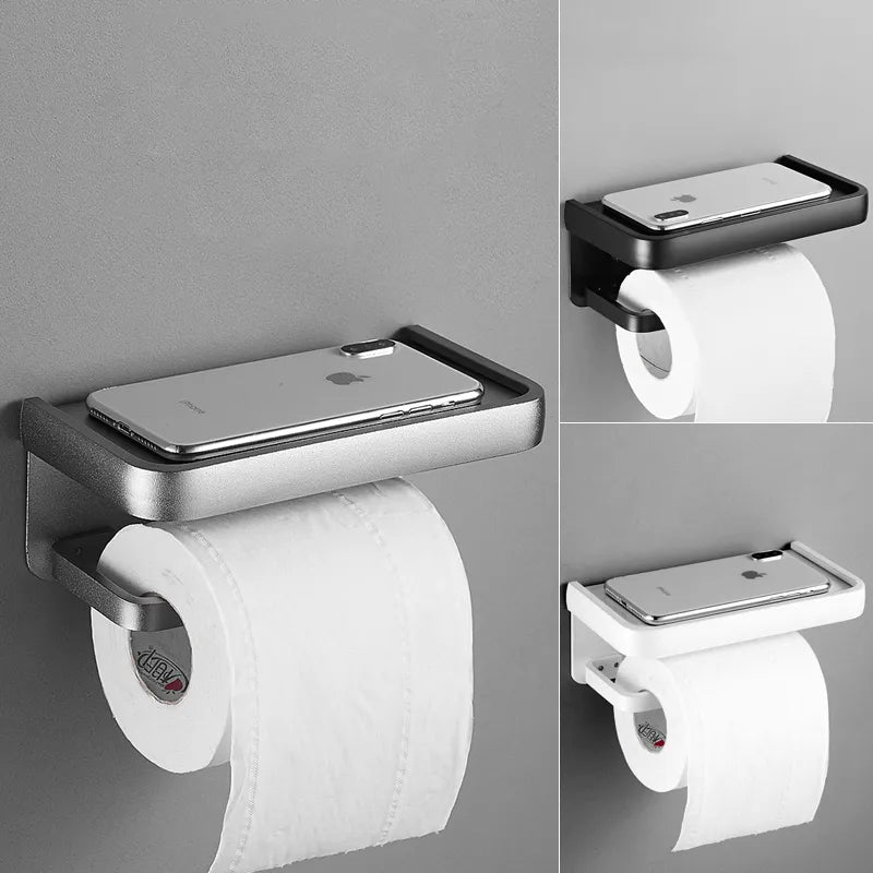 ELLEN Black Toilet Paper Holder Multifunction Bathroom Storage Shelf Roll Paper Holder EL609