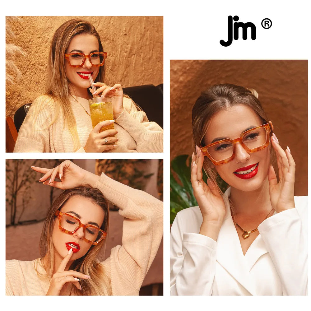 JM Square Blue Light Blocking Reading Glasses - Computer Reader for Women and Men - Presbyopic Glasses