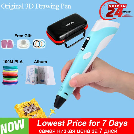 3D Pen for Children 3D Drawing Printing Pen with LCD Screen Compatible PLA Filament Toys for Kids Christmas Birthday Gift