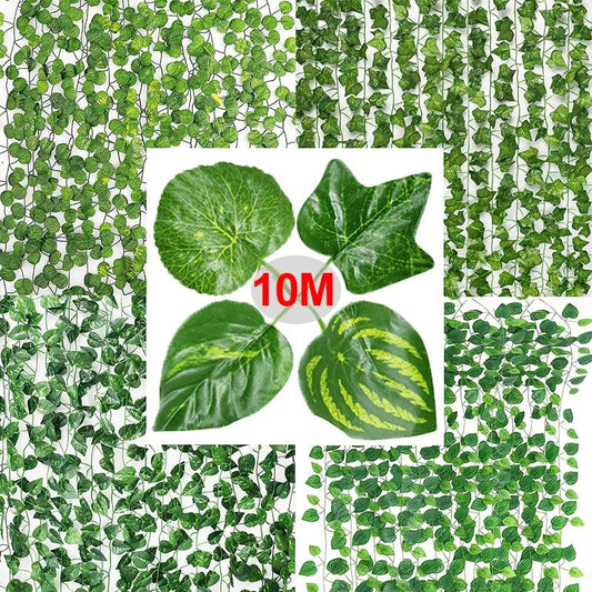 2/4/8/10M Artificial Ivy Leaves Garland Hanging Vines Fake Plants Outdoor Greenery Wall Decor Festival Garden Home Party Decor