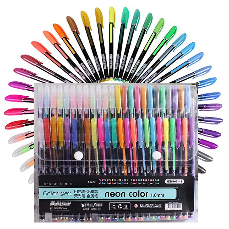 12/24 Metallic Glitter Gel Pens for School, Office, Adult Coloring, Journals, Drawing, and Art Markers.