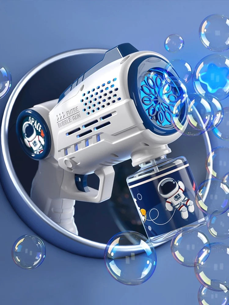 Astronaut-Themed Electric Bubble Machine Gun for Beach and Outdoor Fun, Ideal Gift for Kids