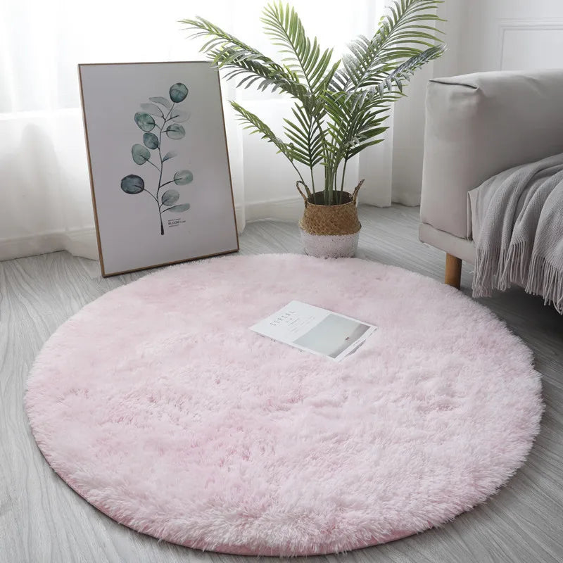 Soft Plush Round White Rug for Living Room, Bedroom, Kid's Room, and Salon Decor