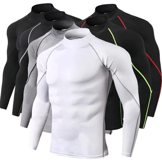 Men's Long Sleeve Compression Gym T-Shirt - Quick Dry, Tight Fit for Bodybuilding and Running