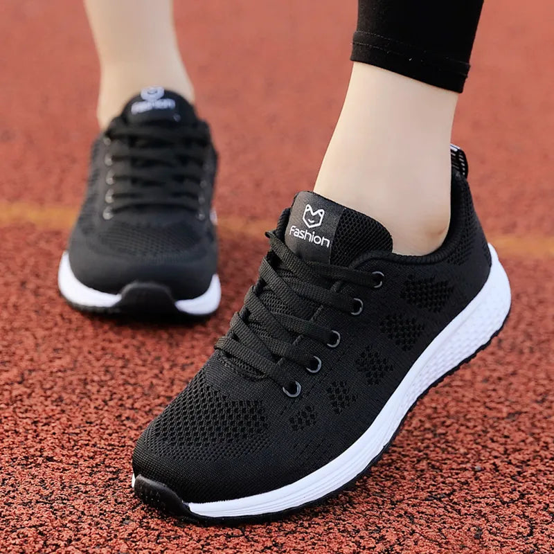 Breathable, Lightweight Women's Running Shoes with Anti-slip, Soft, Fashionable Tennis Sneakers, Lace-Up Outdoor Sports Shoes