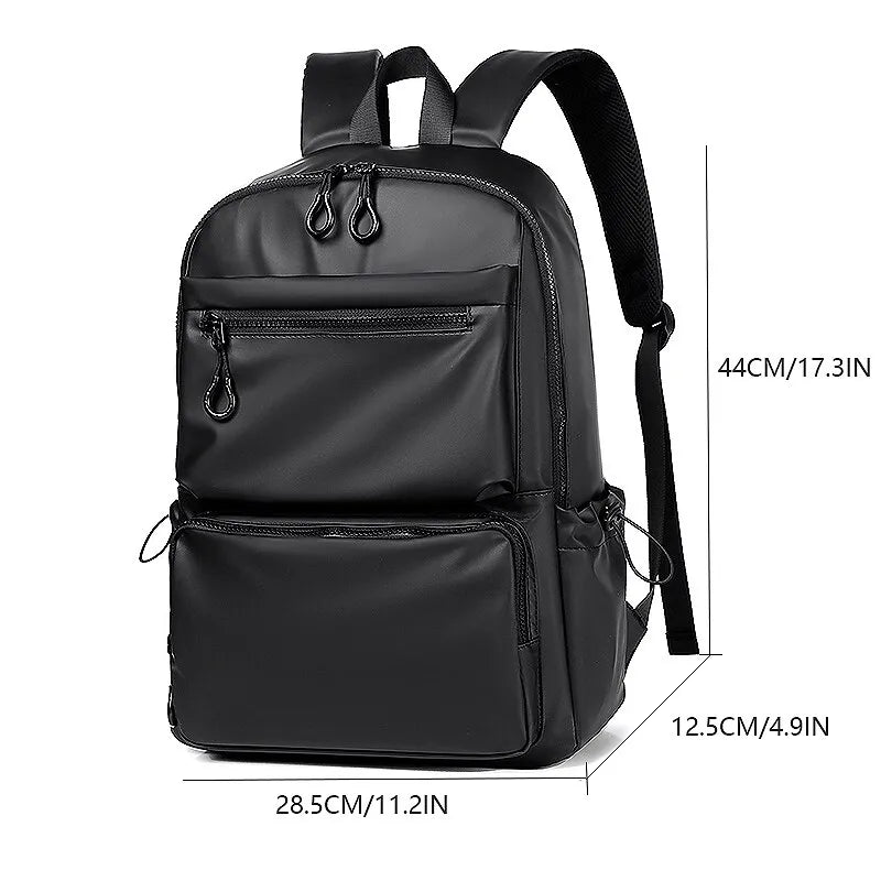 14 Inch Men's Backpack - Large Capacity Travel Leisure PU Computer Backpack for Men and Women - Students Schoolbag