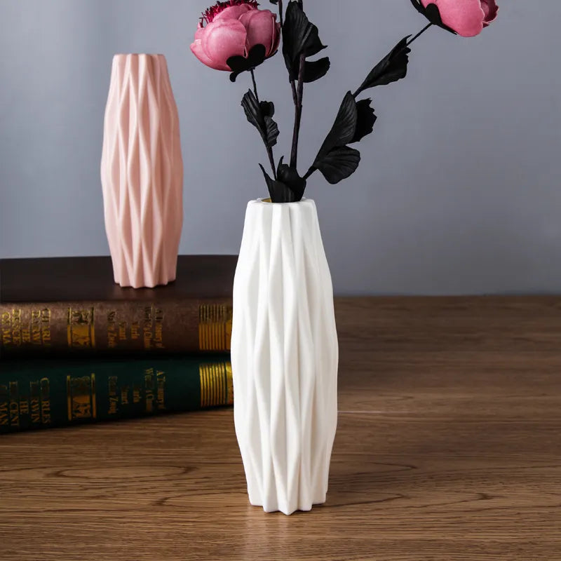 Plastic Flower Modern Vase Decoration Home Nordic Style Vase Imitation Ceramic Flower Pot Decoration Vases for Flowers