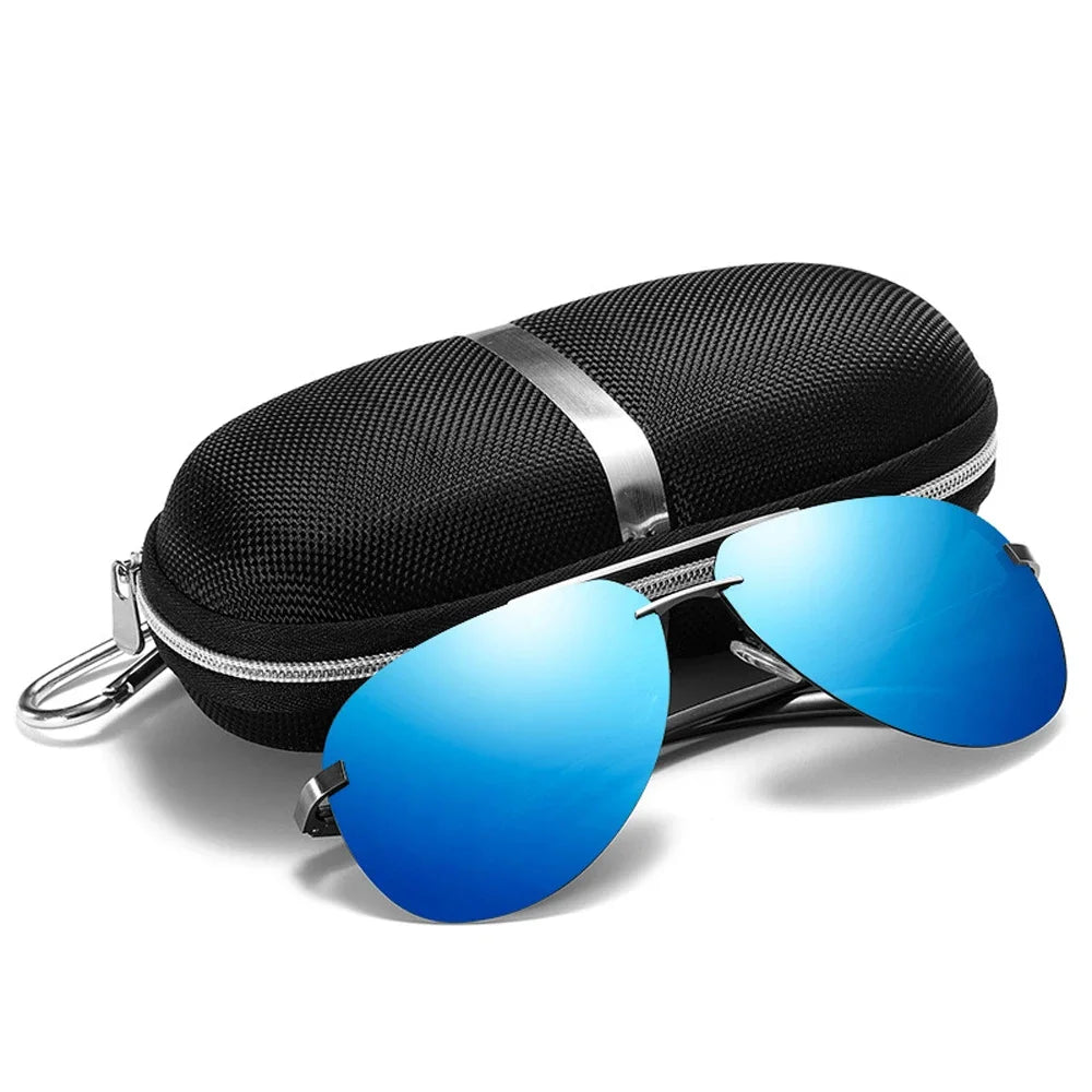 New Polarized Men's Sunglasses - Classic Metal Frame Driving Sun Glasses with Mirror Lens - Suitable for Men and Women