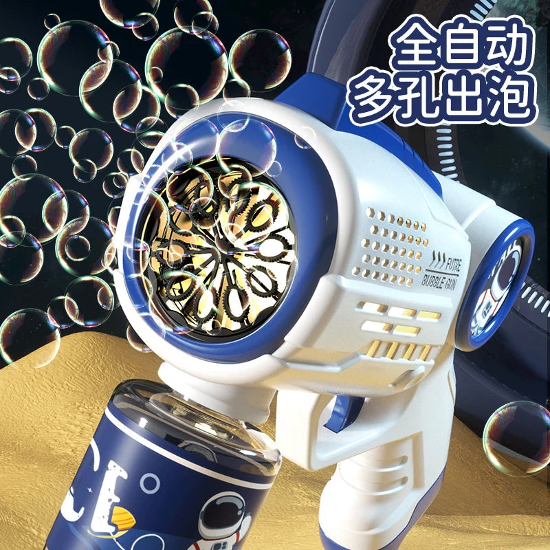 Astronaut-Themed Electric Bubble Machine Gun for Beach and Outdoor Fun, Ideal Gift for Kids