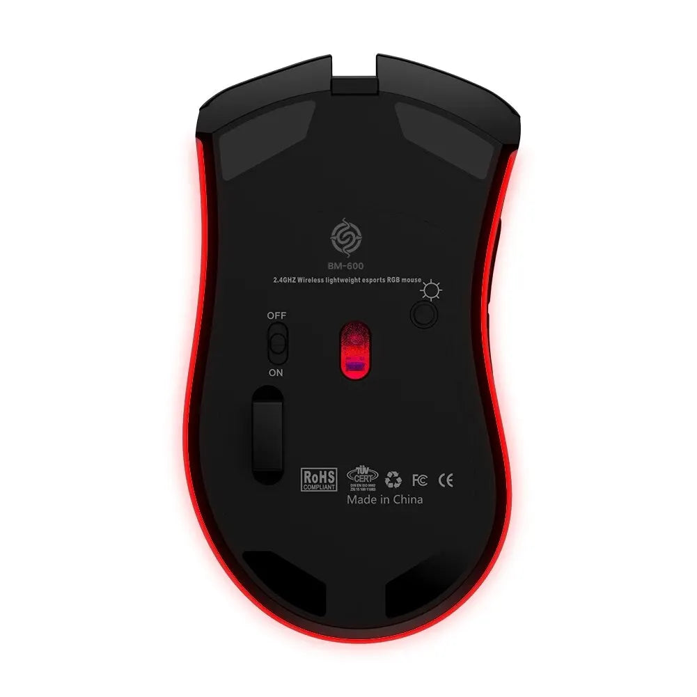 BM600 Rechargeable Gaming Mouse USB 2.4G Wireless RGB Light Honeycomb Gaming Mouse Desktop PC Computers Notebook Laptop Mice