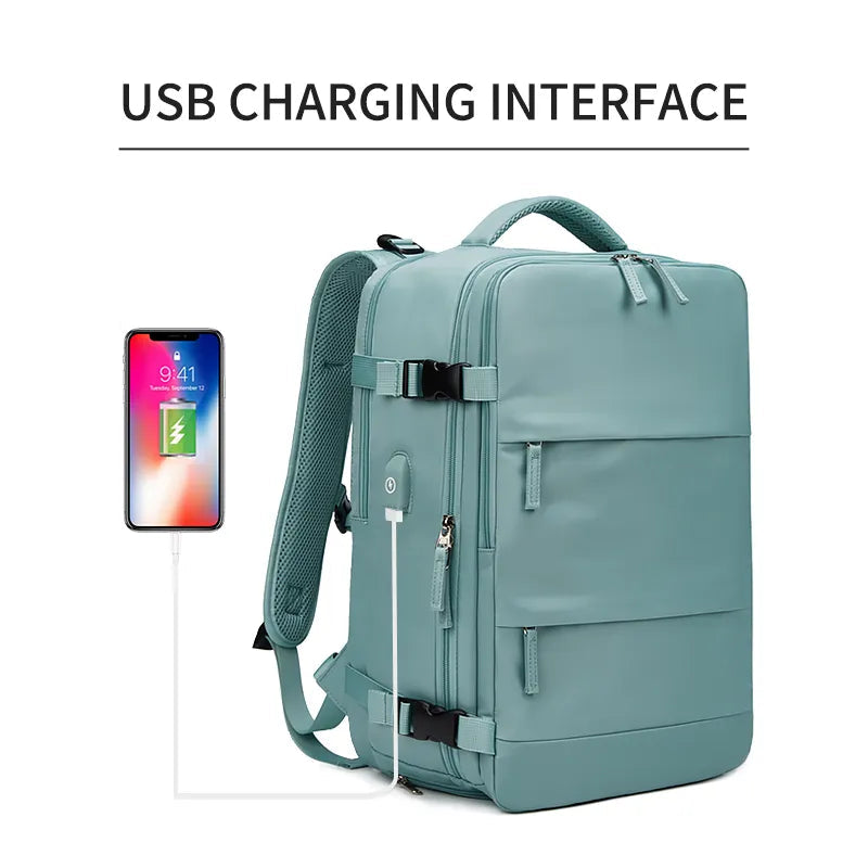 Women Laptop Backpack 15.6inch - USB Charging School Backpack with Independent Shoe Bag - Ideal for Teenage Girls and Travel - Outdoor Backpack