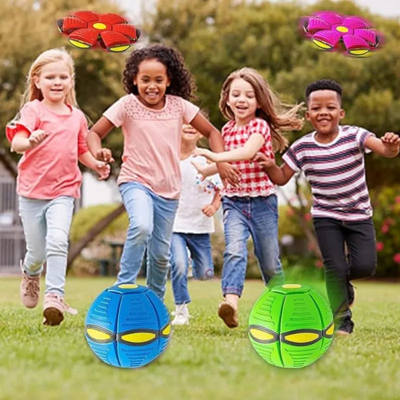 Flying Saucer Ball, Magic Deformation UFO with LED Light, Outdoor Fun Toy, Decompression, Gift for Boys and Girls.