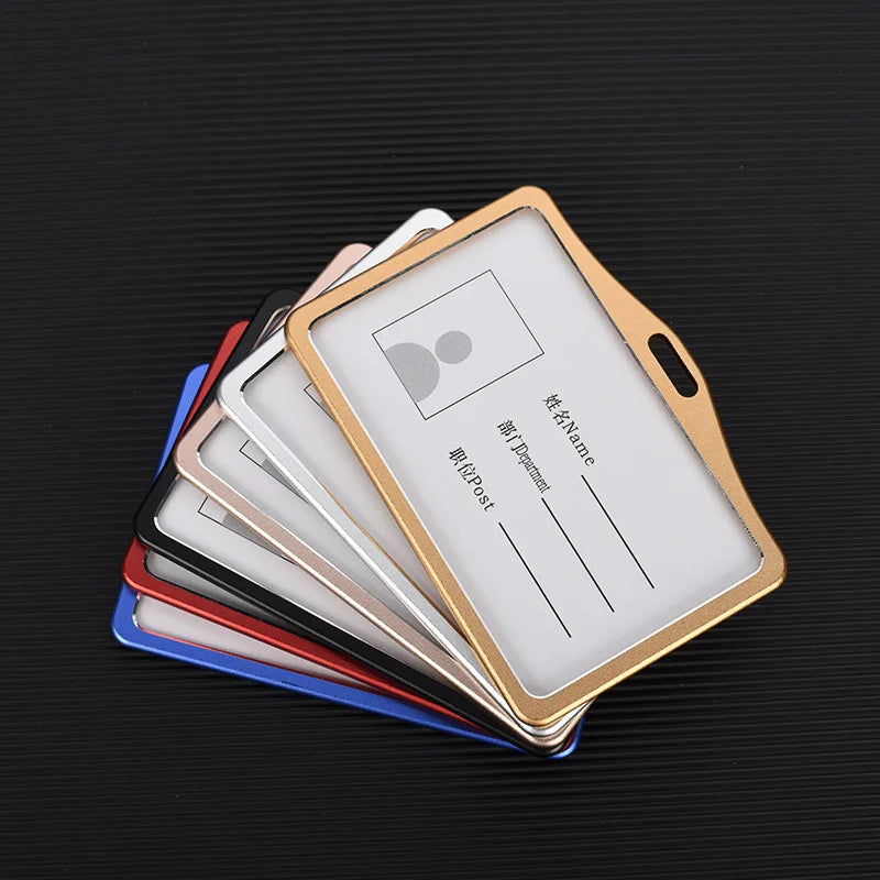 Fashion Card Cover for Women: Aluminum Alloy, Business and Work Card Holders, ID Badge with Lanyard, Metal Case.