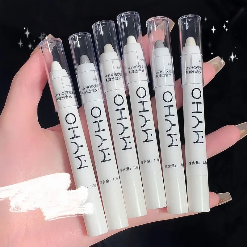 Glitter Highlighter Pen Waterproof Pearlescent Matte White Sliver Diamond Brighten Lying Silkworm Eyeshadow Stick Facial Makeup