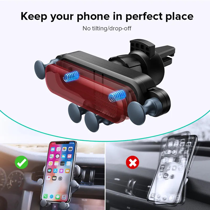 Gravity Car Phone Holder, Air Vent Mount, Universal GPS Stand for iPhone and Xiaomi Phones