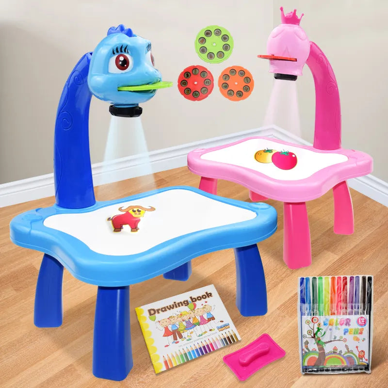 Children's Projector Drawing Table Toy with Arts and Crafts Tools for Educational Painting and Learning, Ideal for Girls