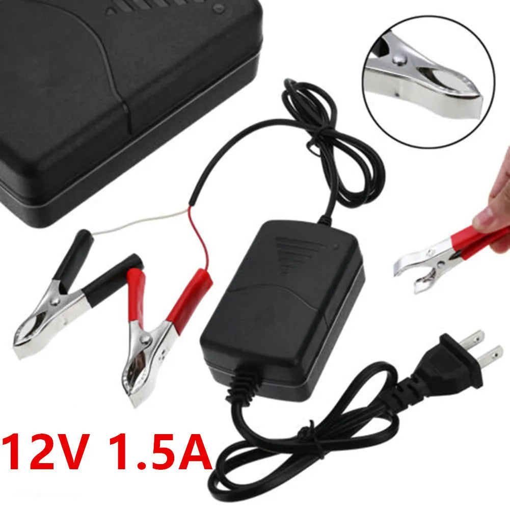 Car Battery Charger Maintainer Auto 12V 1.5A US Large Clip Trickle RV For Truck Motorcycle ATV Fit Hydrochloric Acid Battery.