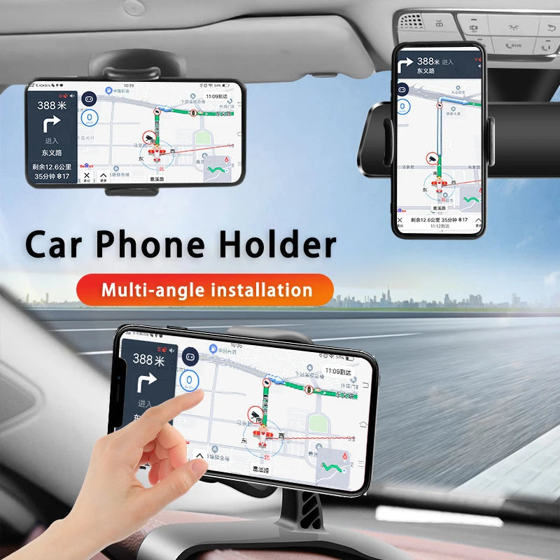 Car Phone Holder, Universal Dashboard Mount, Easy Clip, Multi-Functional GPS Navigation Bracket