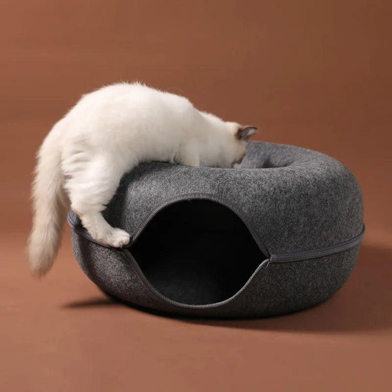 Felt Pet Cat House Cat Tunnel Bed Cats Interactive Toys Funny Kitten Large Cat Exercising Toy Removable Pet Products Cat Villa